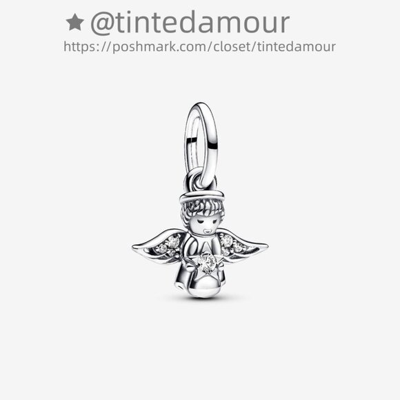 Pandora Sparkling Angel Dangle Charm - Picture 1 of 2